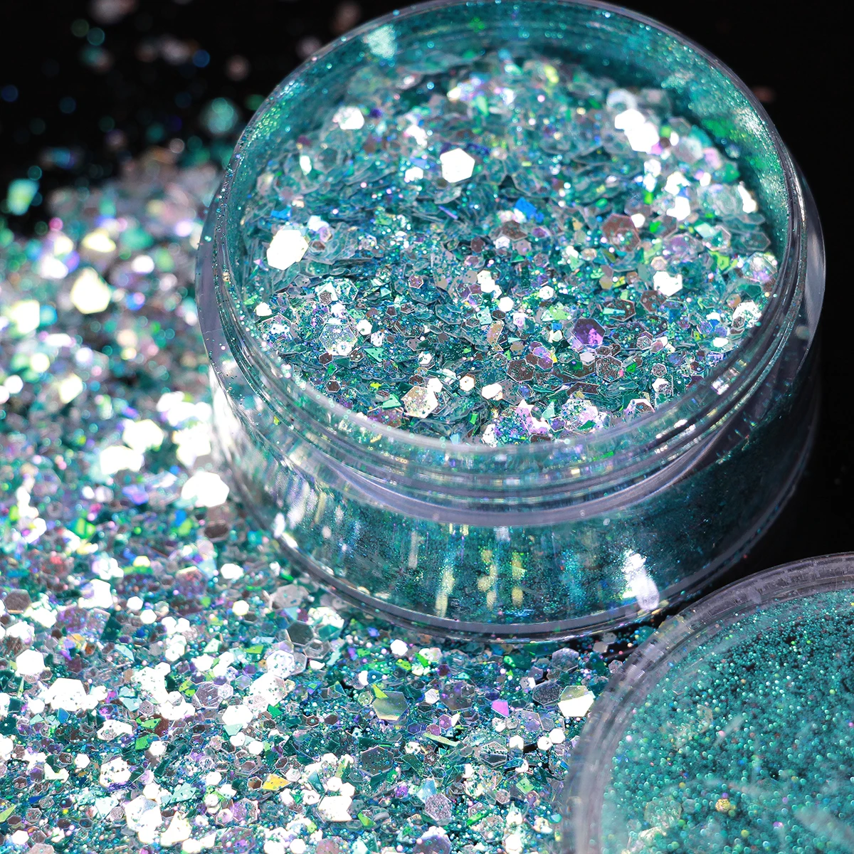 Brillo holográfico grueso para decoración de uñas, purpurina para manualidades, Festival, lentejuelas en polvo, arte de uñas, resina epoxi, escamas de lentejuelas brillantes