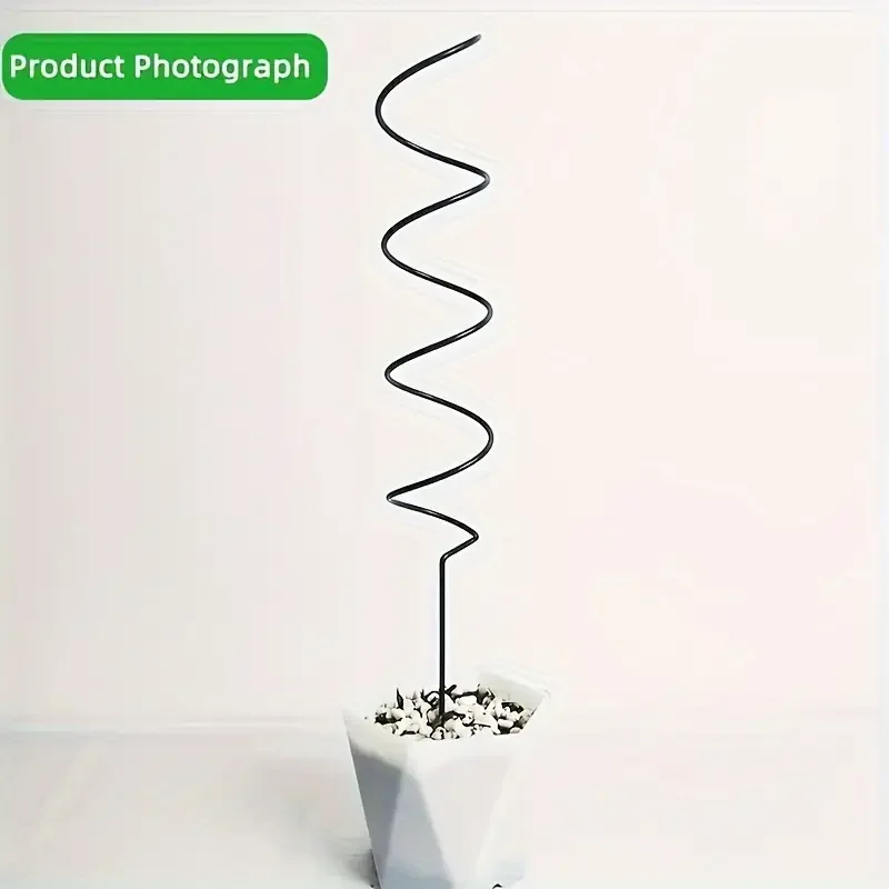 Dark Green Spiral Metal Climbing Support Stakes 10 Pieces Flexible Plant Rod For Potted Plants Garden Vine Growth Support Tool