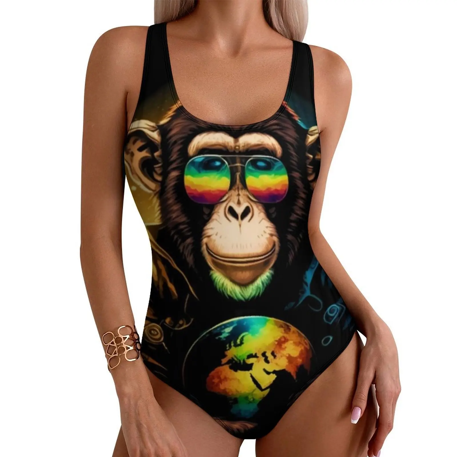 

Monkey Print Swimsuit A Beautiful World One Piece Swimwear Push Up Trendy Monokini Sexy Sport Graphic Swimsuits
