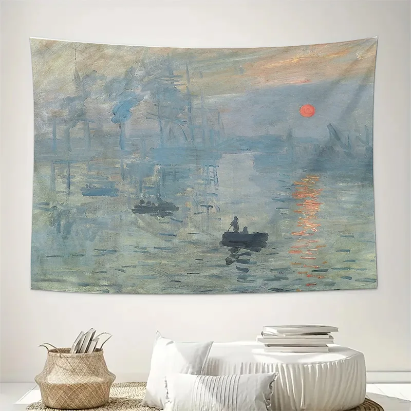 Vintage Impressionism Wall Tapestry Nature Landscape Art Home Decor Room Divider Backdrop Photography Prop Aesthetic Decor