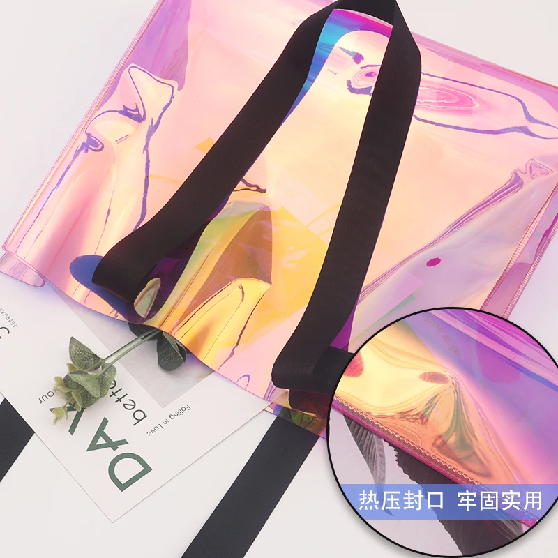 Transparent plastic shopping bag gift bag fashion simple backpack fashion sundries bag go out handbag