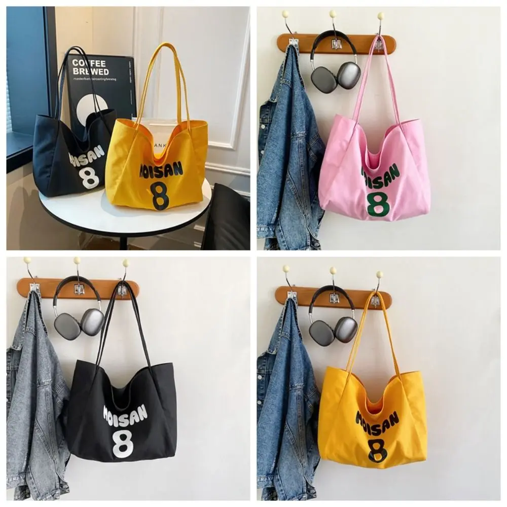 Bolso de lona informal de gran capacidad, bolsa de mano multifuncional, bolsas de compras, bolsa de moda con estampado de letras, regalo