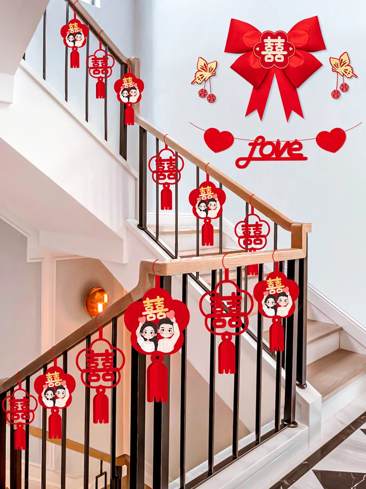 Staircase handrail decoration wedding room layout