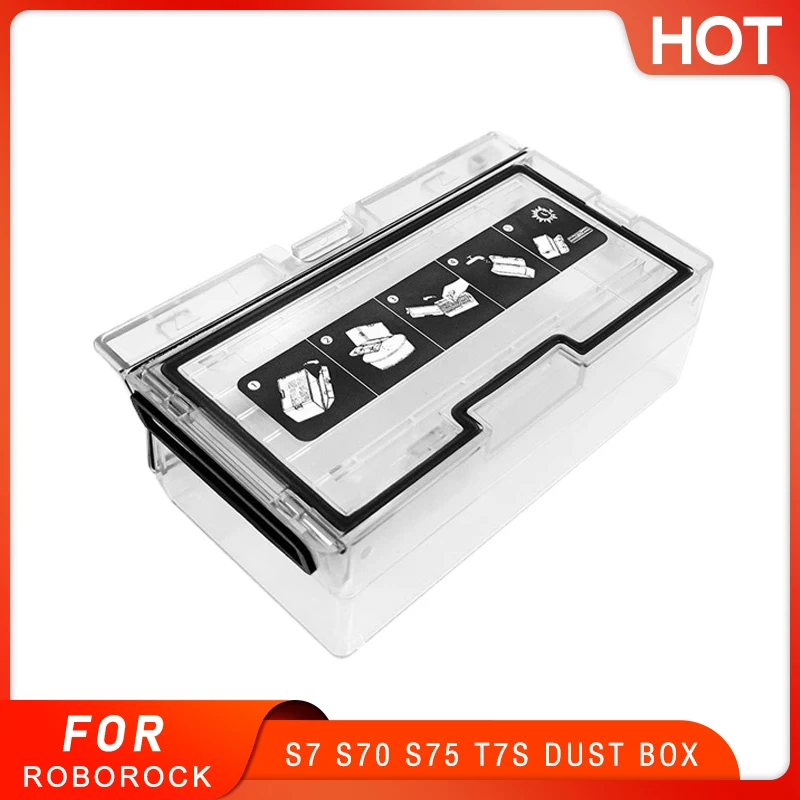 Dust Bin for Roborock S7 S70 S75 T7s Plus T7s Dust Box Hepa Filter Spare Parts Robot Vacuum Cleaner Accessories