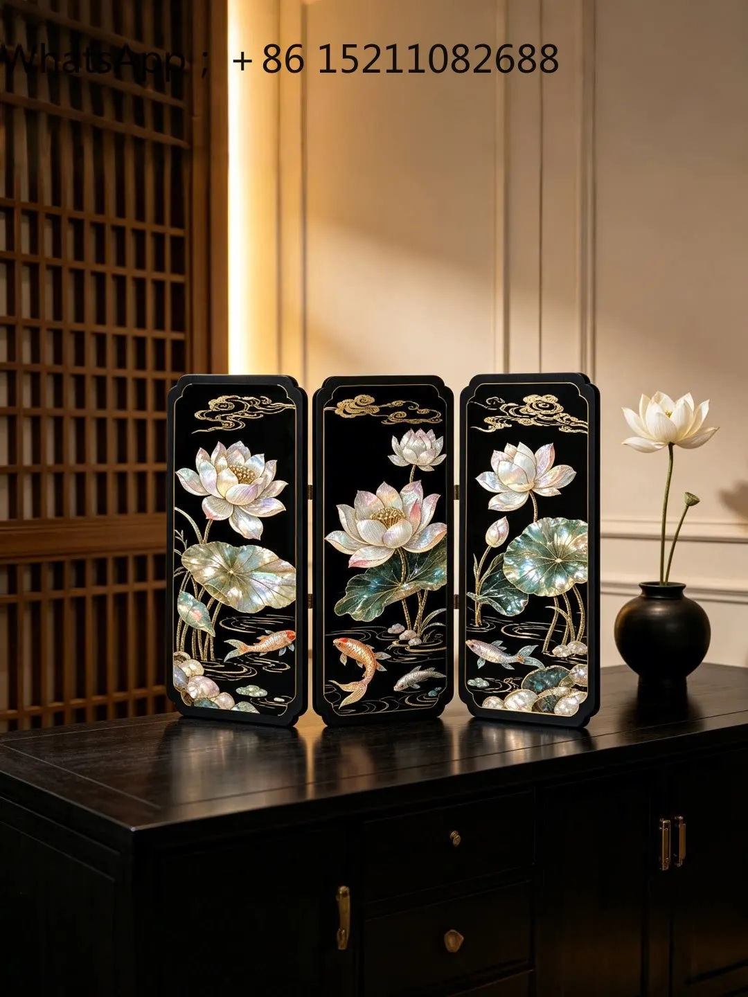 LLY Medieval Luodian Screen Desktop Ornament Entrance Cabinet TV Cabinet Tea Room Home Decoration Gift