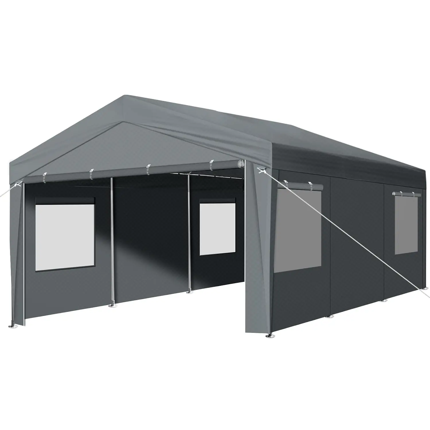 12x20 FT Heavy-Duty Carport Canopy with Side-Opening Door & Roll-Up Window for Car Truck Boat, Customized