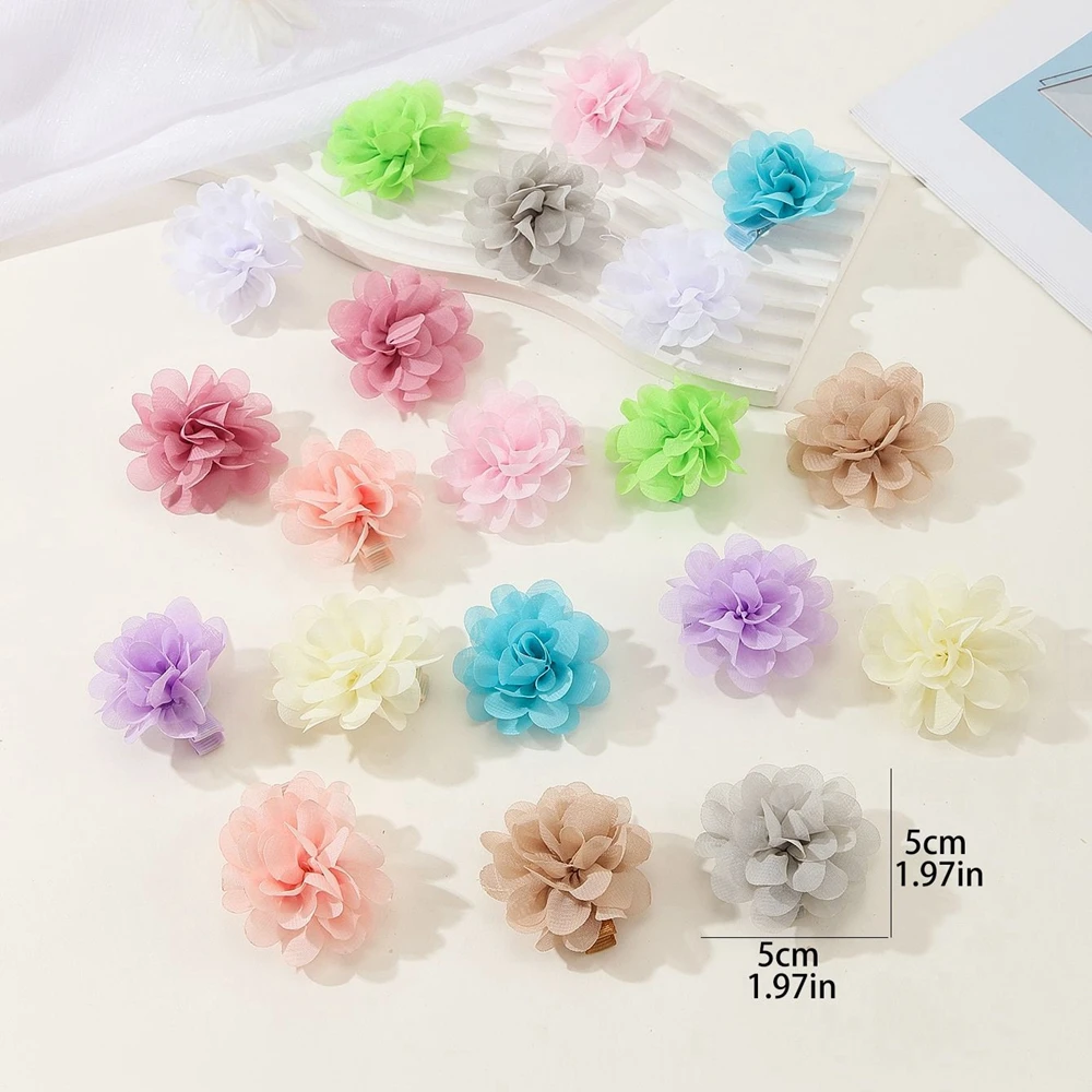 20pcs/lot Chiffon Flower Hair Clips 2inch Hair Bows Fully Lined Flowers Tiny Haipins for Girls Infants Toddlers Kids Women