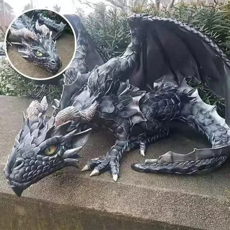 

Resin Garden Large Crouching Dragon Sculpture Guardian Garden Dragon Sculpture Halloween Outdoor Gothic Decoration Home Design