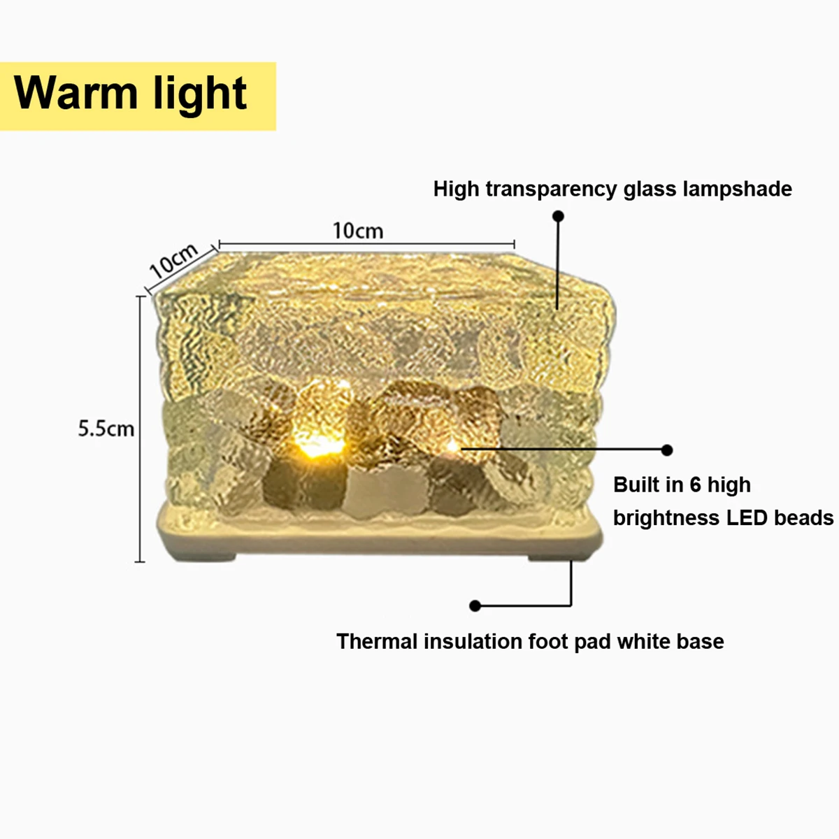 Square Solar Ice Brick Buried Lamp Outdoor Led Lights Warm Light Automatic Lighting Cube Led Ground Bulb Outdoor Garden Pathway