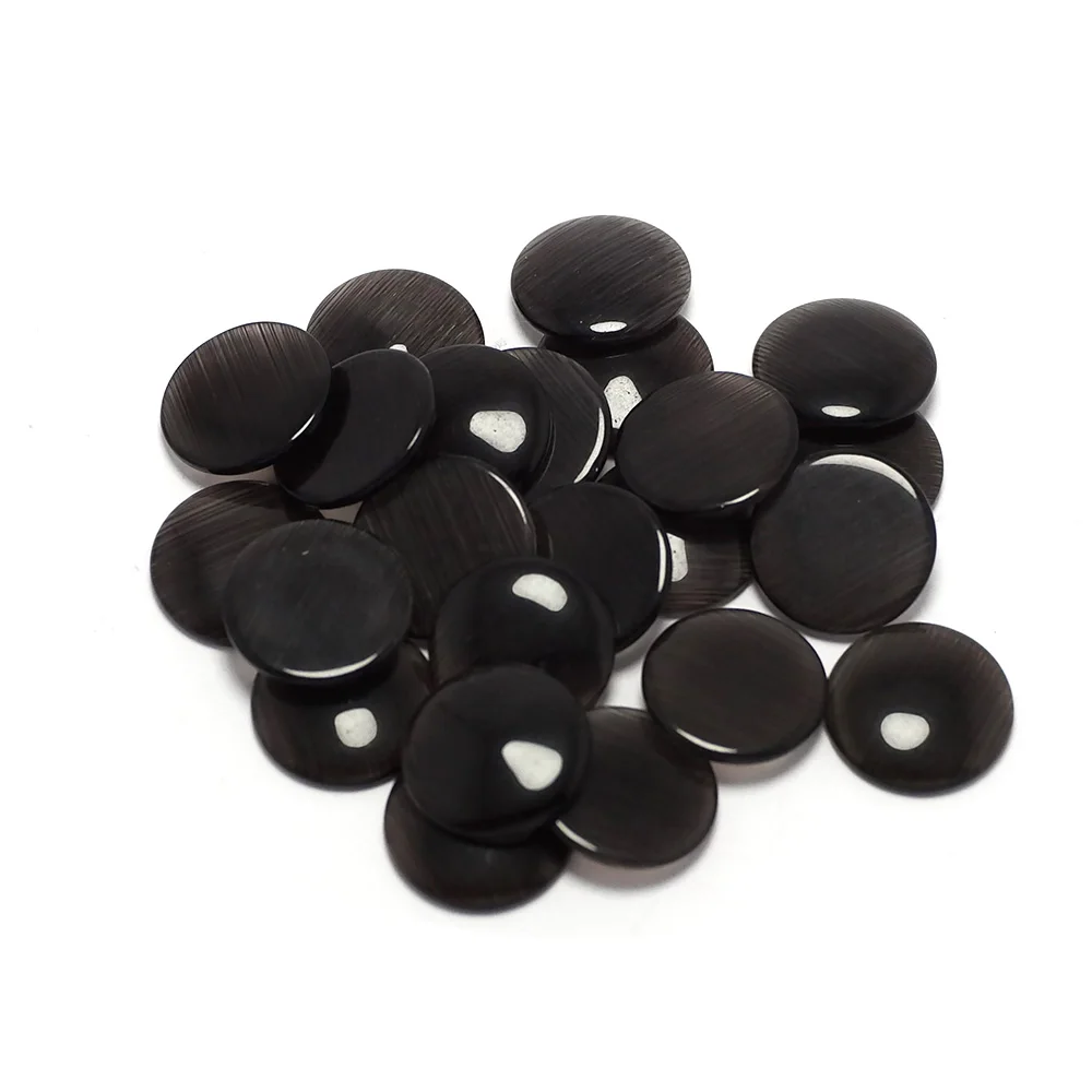 30pcs Black Color Cat Eye Stone,Round Polished Flat Back Stone,Earring Jewelry Necklace Making 12mm