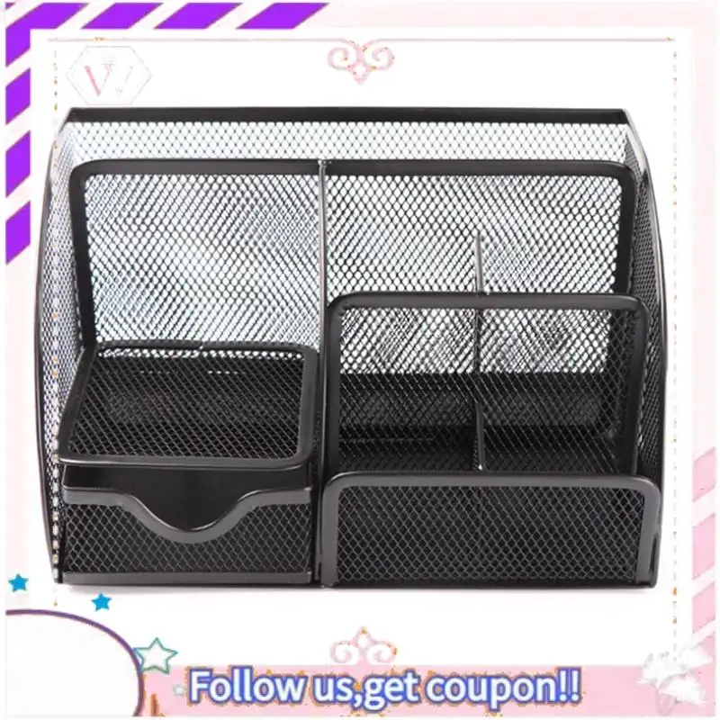 

Y74A-Сетчатый настольный органайзер, держатель для ручек, контейнер для хранения аксессуаров с 6 отделениями и ящиком, подарок для офисных принадлежностей (2 шт.)