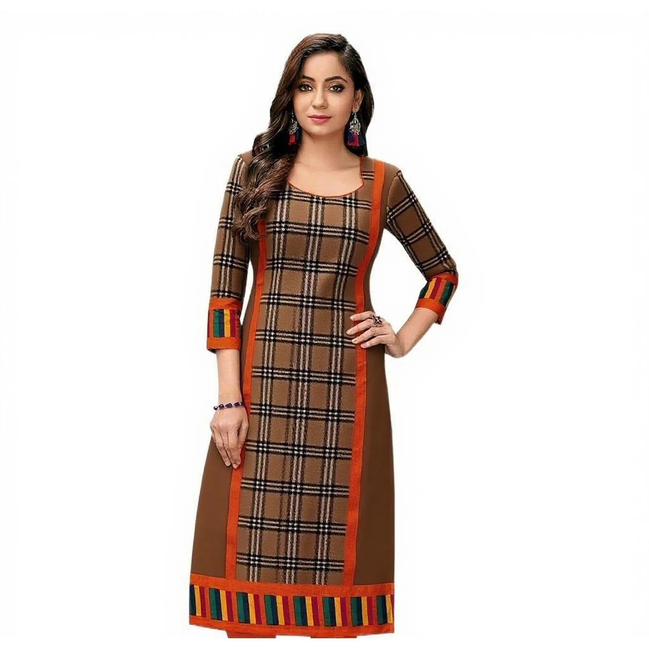 فستان مسلم كورت نسائي عصري مستقيم أنبوب غير رسمي على الطراز الوطني حاشية شق متعددة النمط الوطني Abito Donna Musulmana #5