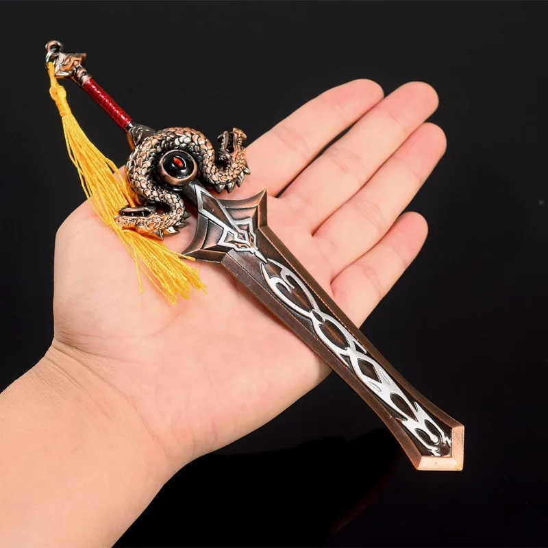 22cm greatsword of the Brotherhood World of Warcraft พวงกุญแจโลหะอาวุธ ashkandi โลหะดาบสองมืองานฝีมือของขวัญของเล่น