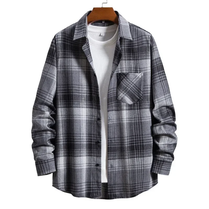 Men's Regular Fit Plaid Flannel Shirts Button Down Shirts Long Sleeve Cuffed Shirts