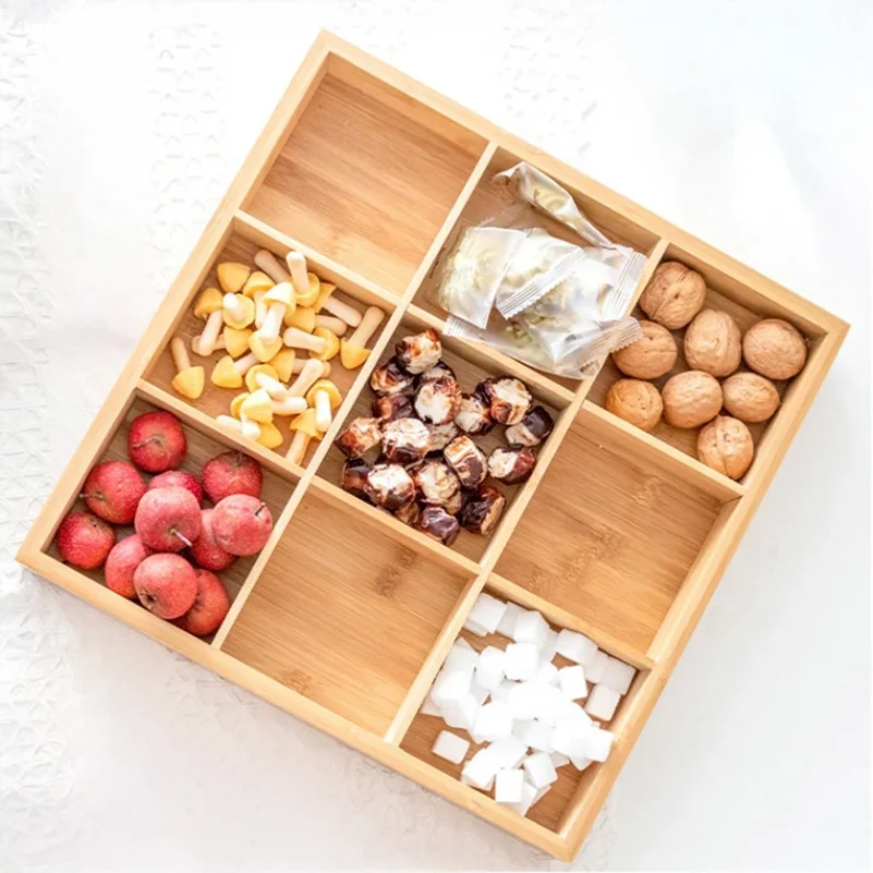 竹製トレイ ドライフルーツプレート 木製 9区画 ダイニング - Korean Food Snacks のレビューと価格