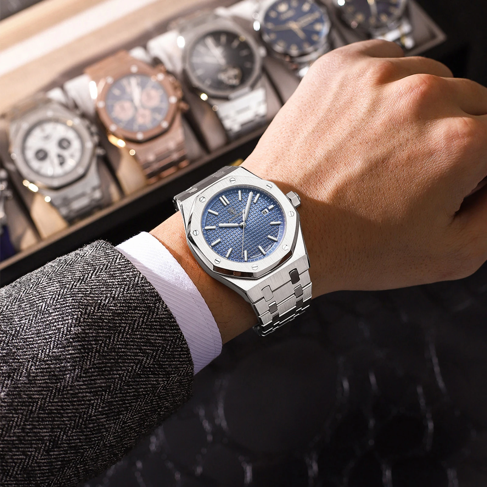 POEDAGAR Original Luxury Man Watch Date Luminous Waterproof 