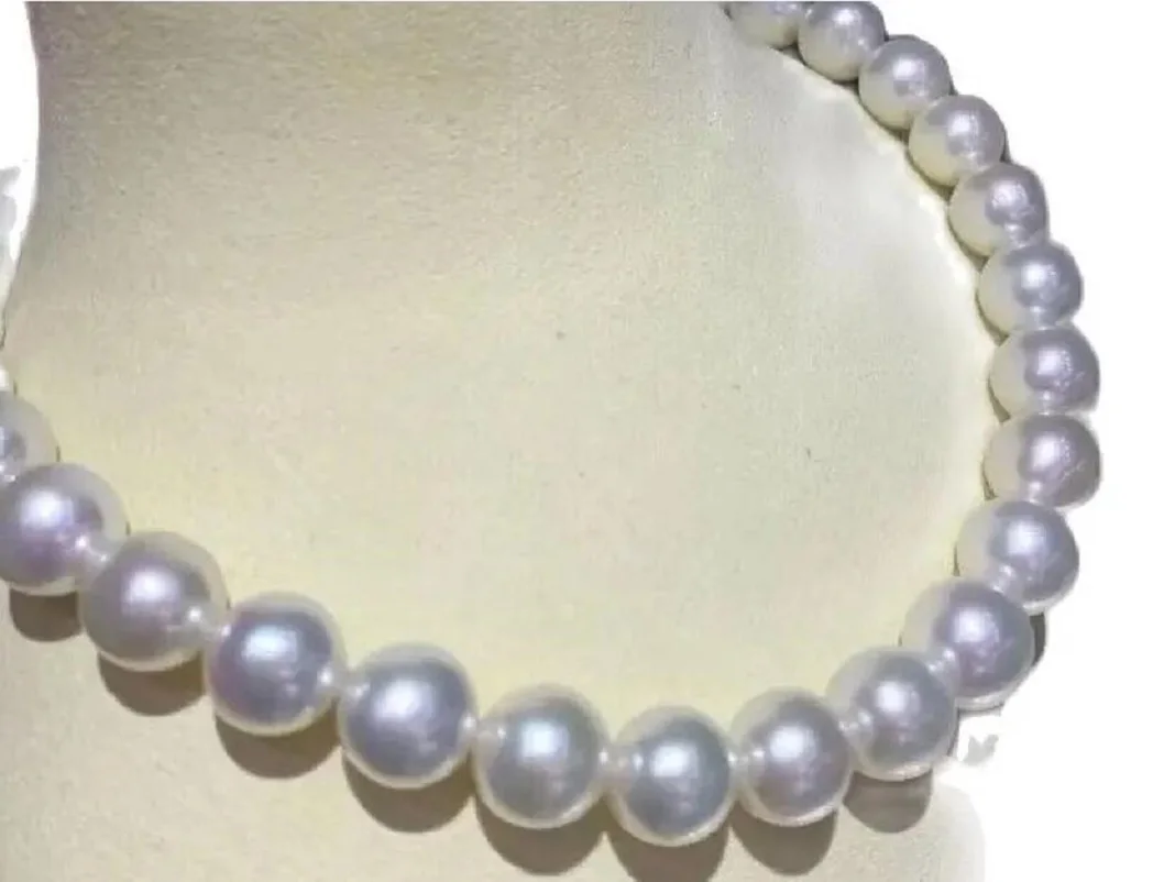 Beautiful AAAA 11-12mm round aconite white natural pearl with 14K gold chain.