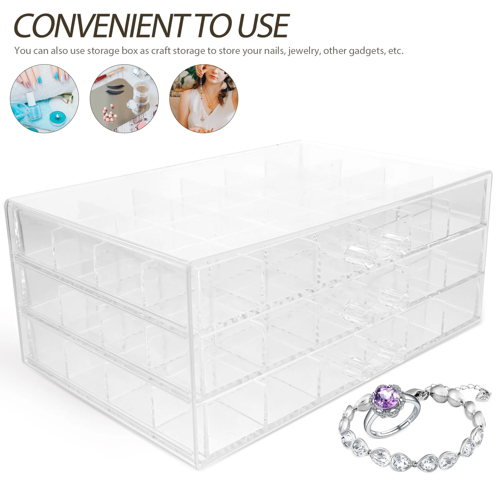 صندوق تخزين مجوهرات متعدد الطبقات مع أدراج شفافة منظم متعدد المشدات للأقراط وحامل تخزين الخرز