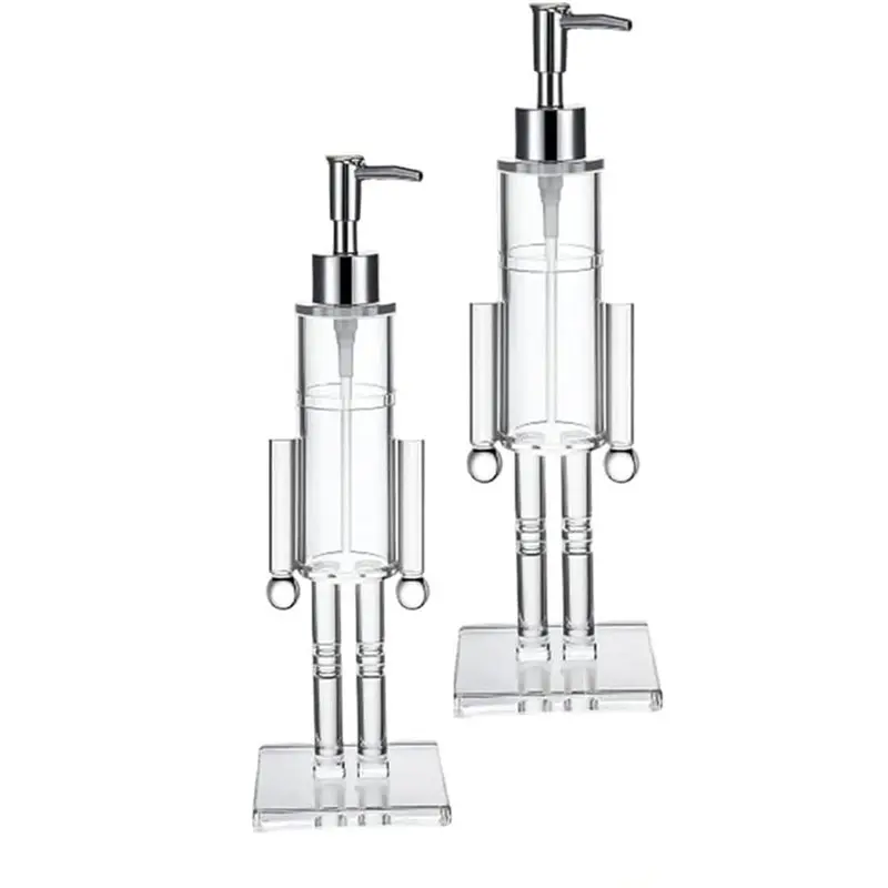 

ABKY-прозрачный акриловый многоразовый насос для лосьона, рождественский дозатор жидкого мыла «Щелкунчик», декоративная бутылка для мыла из 2 шт.