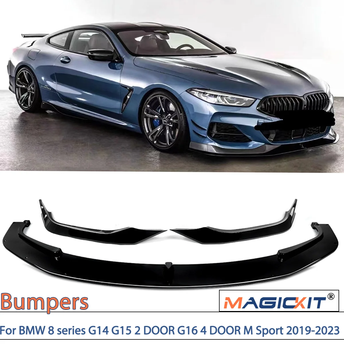 MAGICKIT For BMW 8 Series G14 G15 G16 M Sport 2 Door/4 Door 2018-2021 CAR Accessories M SPORT Model ONLY Front Splitter Lip