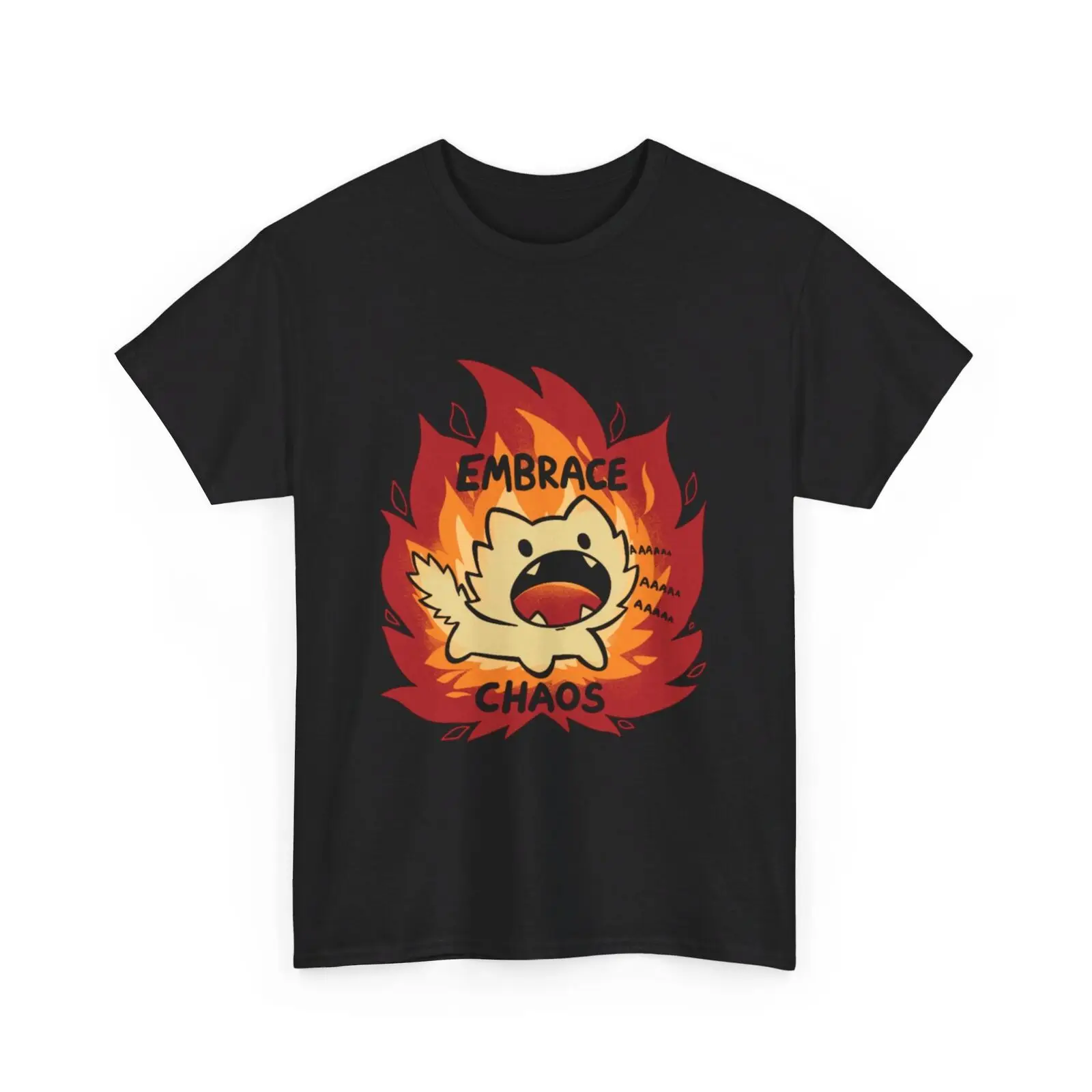 Cat Lover T-Shirt - Cat On Fire Shirt - Embrace Chaos Tee