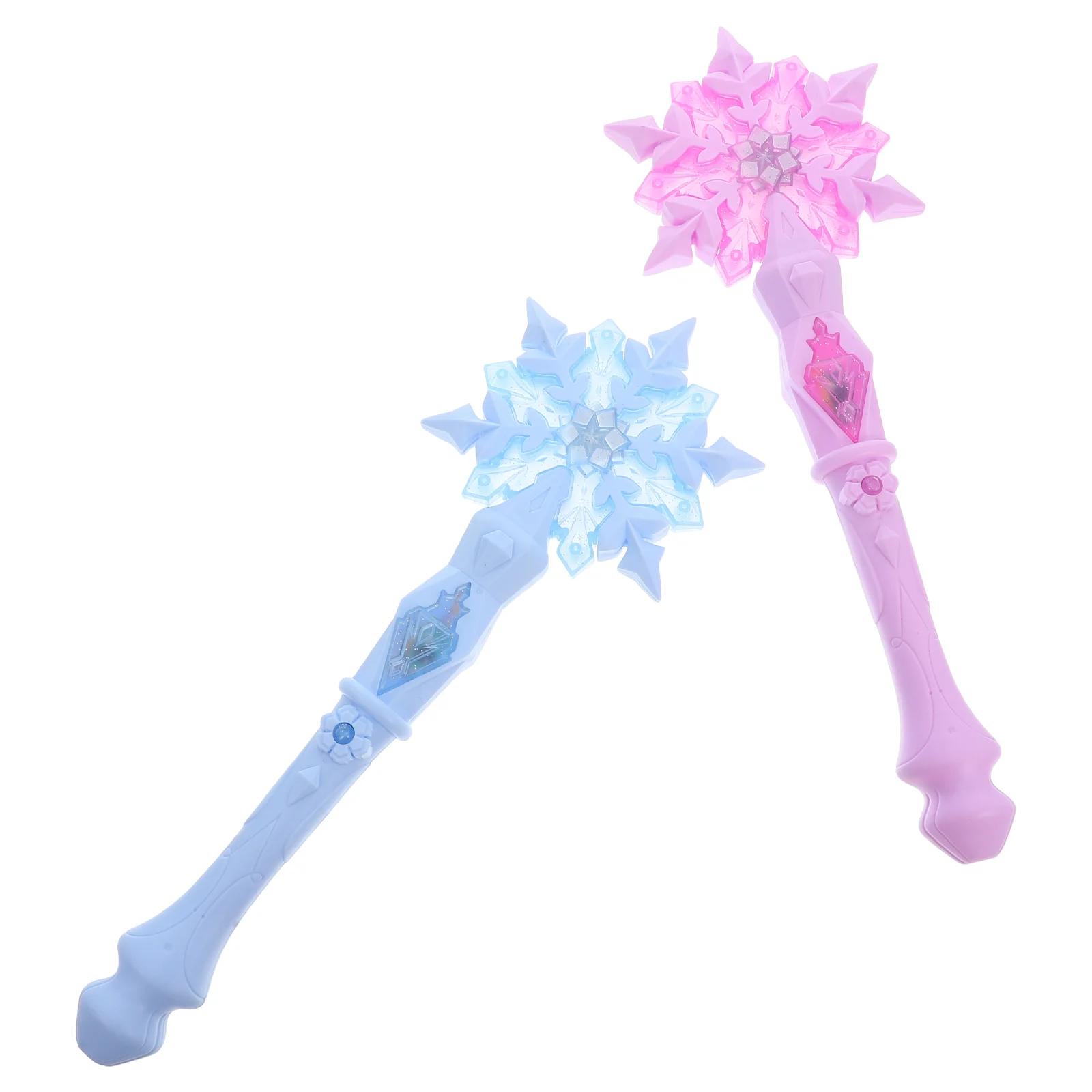 

2 Pcs Snow Wand Christmas Dolls Girl Toy Stick Snowflake Light Sticks Fairy Plastic Party up Child Luminous Glow