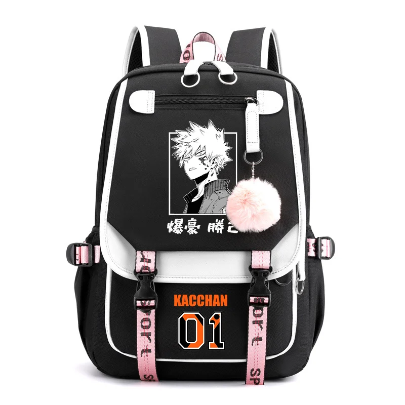 Bakugou quente katsuki harajuku mochila de alta qualidade fluxo usb mochila adolescentes anime escola bookbag