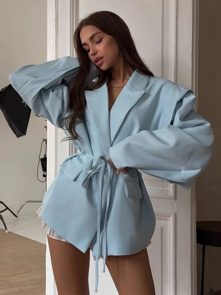

Trendix Yellow Lace Up Elegant Blazer Women Jackets Autumn Winter Long Sleeve Cardigan Tops High Street Casual Commuter Coats