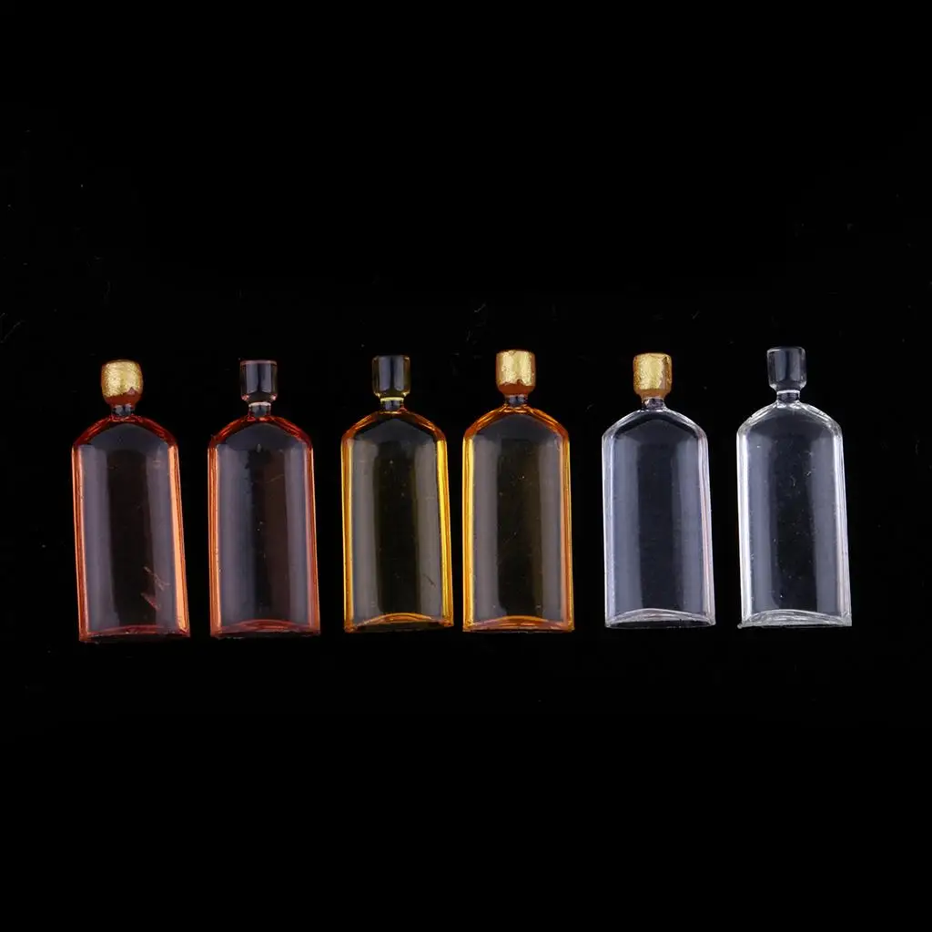 Set of 6 Pcs Miniature Bottles Model Dollhouse Food Accessories