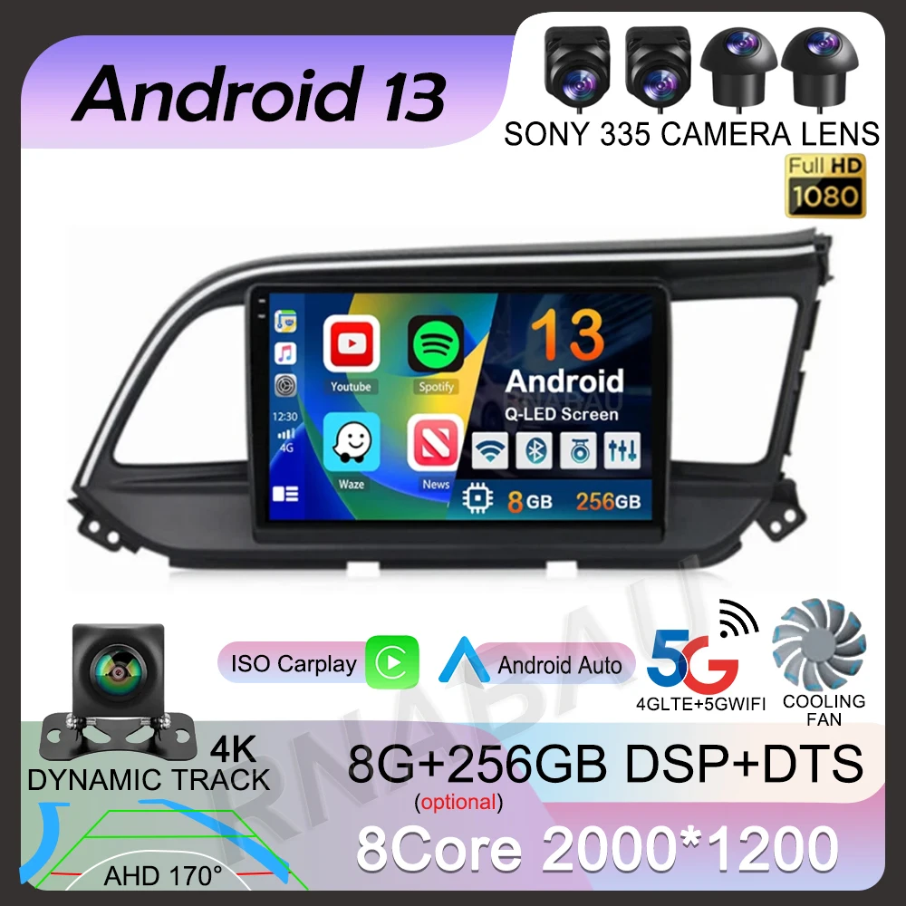 

Android 13 Carplay Auto Car Radio For Hyundai Elantra 6 2018 2019 2020 RHD GPS Recorder Multimedia Player Head Unit 4G+WiFi DSP