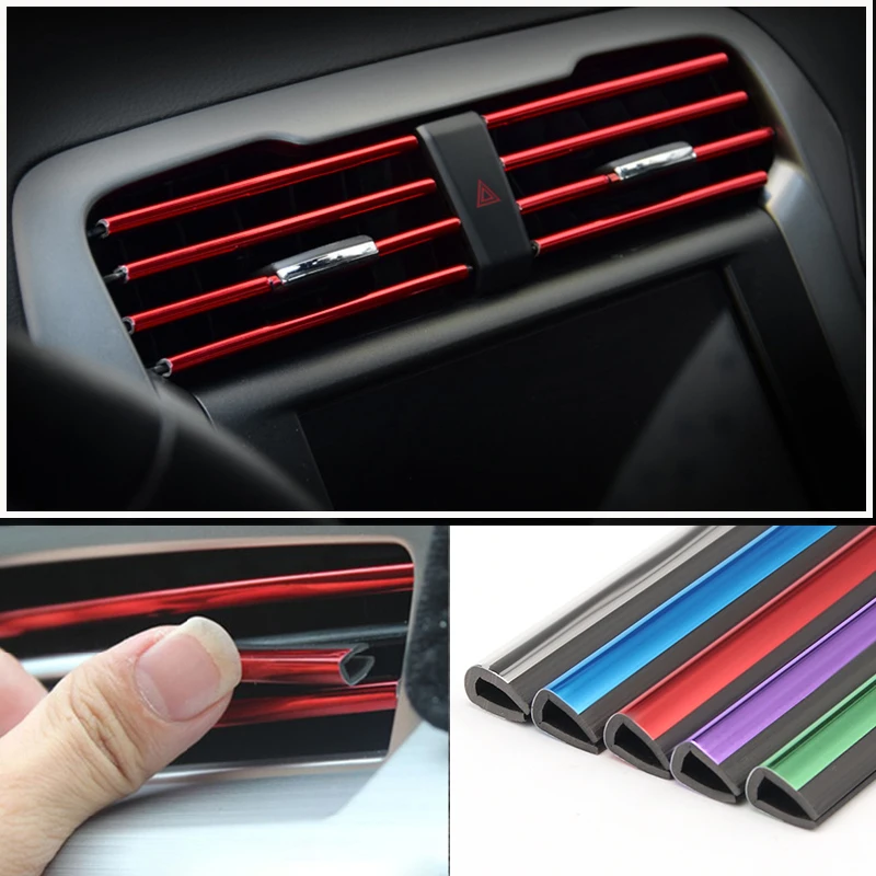 

Decorative U-shaped molded decorative strip for car air conditioning vents, colored shiny decorative strip for car decoration