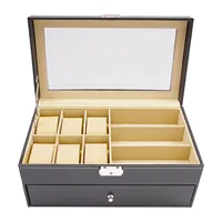 Eyeglasses & Watch Storage Box (for Storing 6 Watches & 12 Glasses), 2-Tier Desktop Storage Box, for Personal Use, Store Display