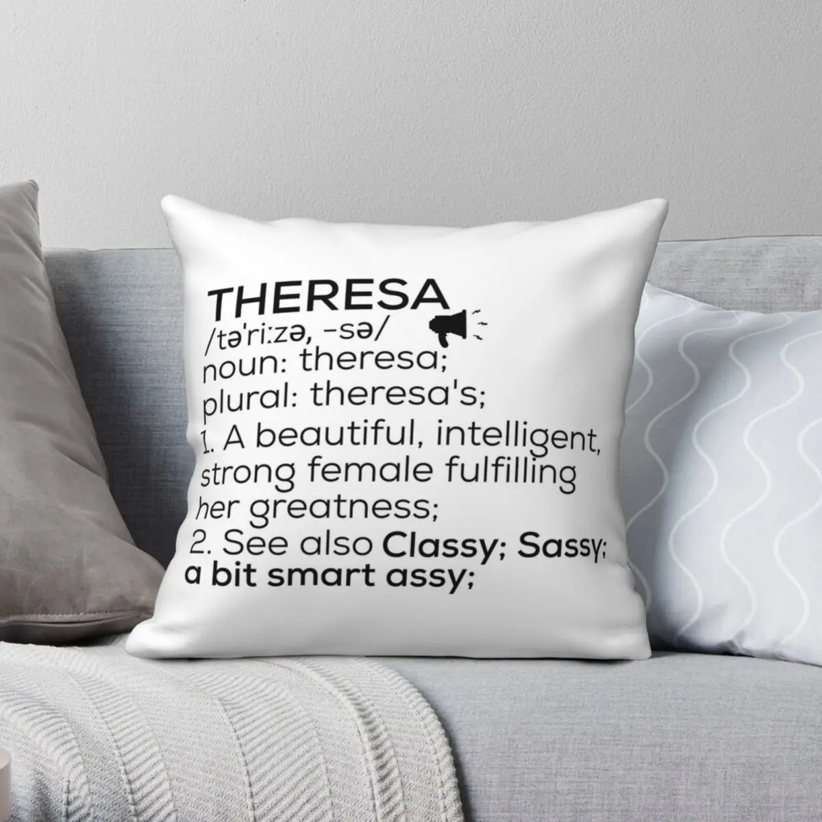 Theresa Name Definition Square Pillowcase Polyester Linen Velvet Pattern Zip Decorative Throw Pillow Case Sofa Cushion Cover