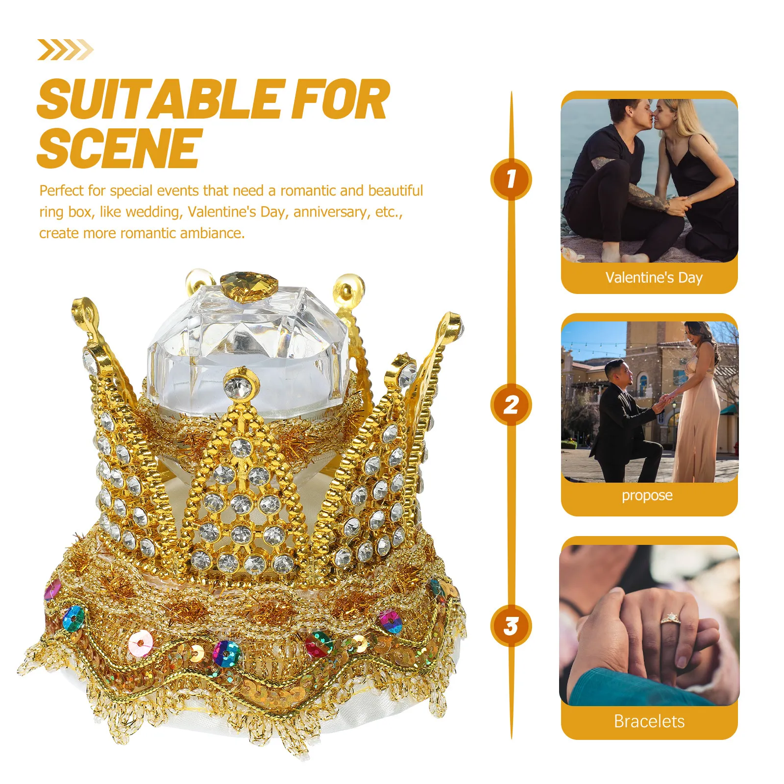 

Коробка для обручальных колец в форме короны, портативный футляр для хранения колец, подарок на помолвку, годовщину, День святого Валентина