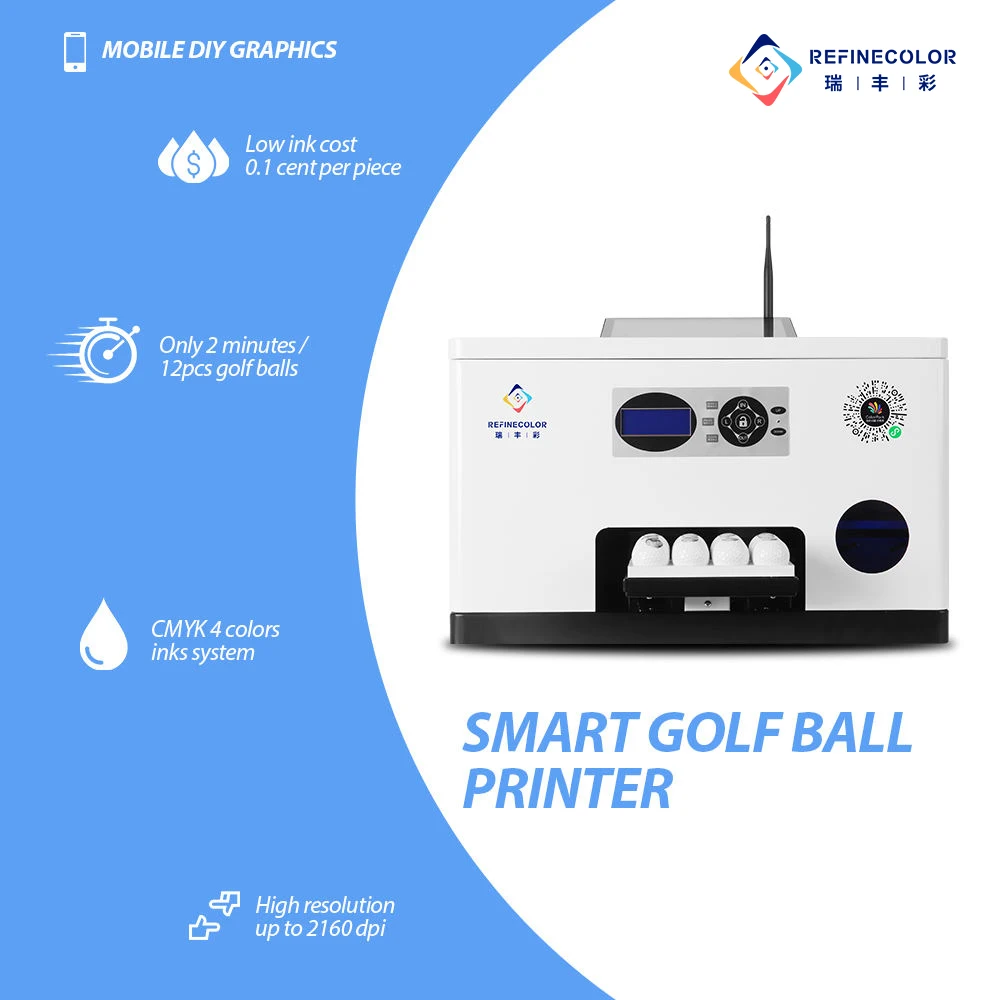 Refinecolor desktop intelligence golf ball UV LED printer Epson nozzle with Touch all-in-one machine DIY Sports events golf ball