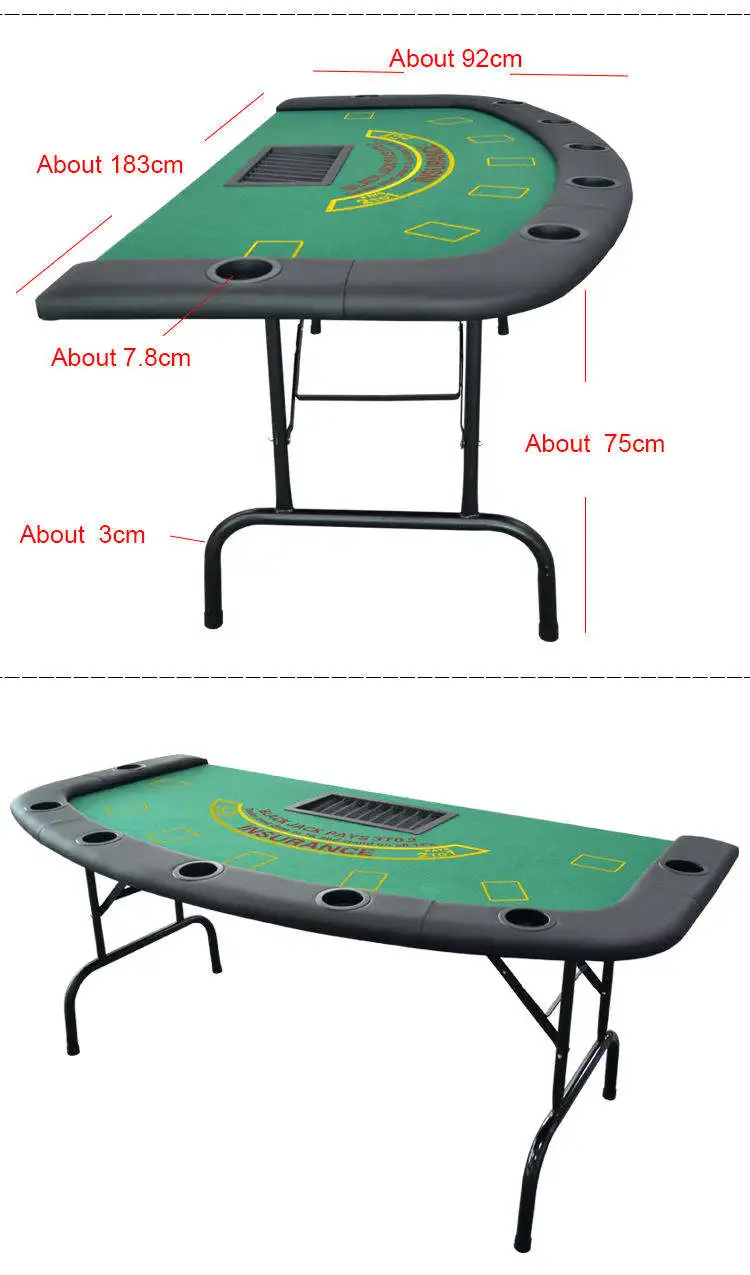Foldable Blackjack Poker Table Texas Hold Em Casino 8 Player Oval Event Folding Mahjong Electronic Multi Tournament 7 Semi Led