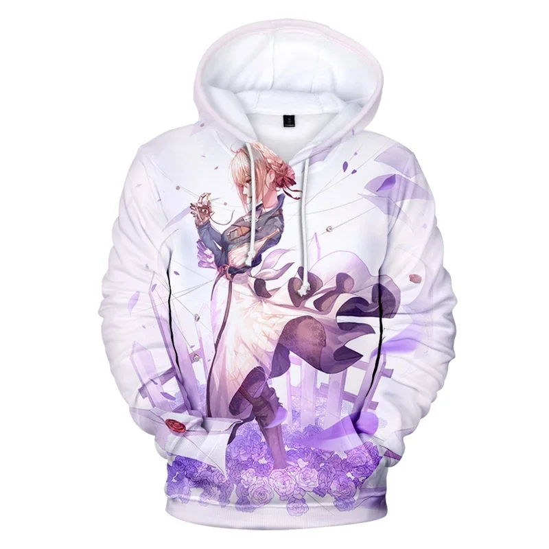 2023 Anime Violett Ever garden 3D-Druck Hoodies Sweatshirts Männer Frauen Mode übergroße Harajuku Streetwear Unisex-Kleidung