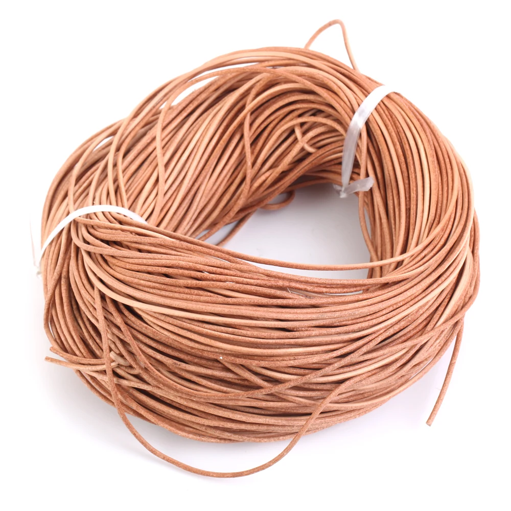 5 Meters/Lot 1-3mm 100% Genuine Cow Leather Round Thong Cord DIY Bracelet Findings Rope String For Jewelry Making