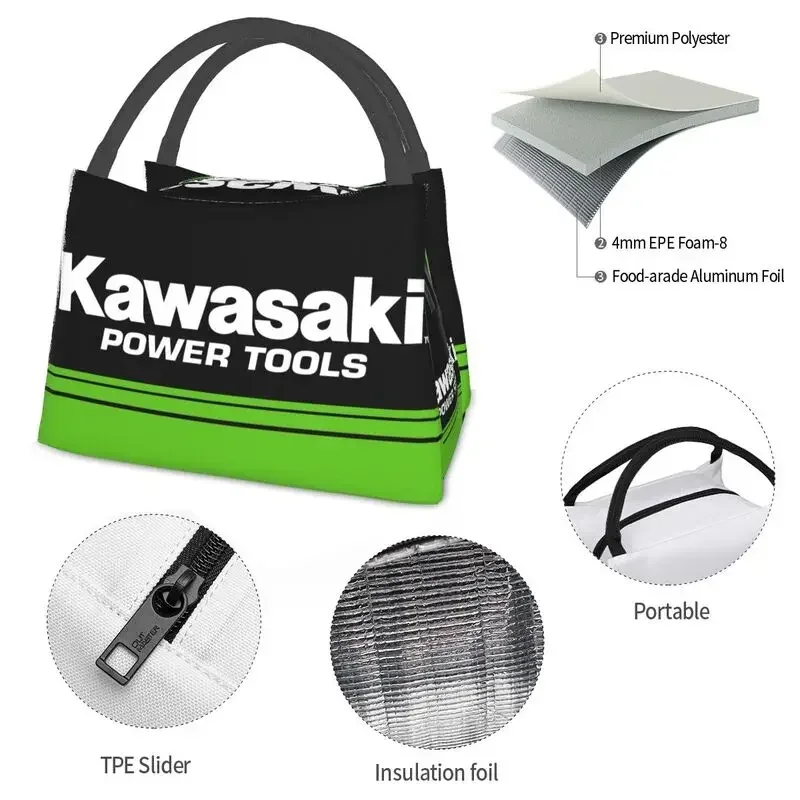 Custom Kawasakis Motorcycle Logo Lunch Bags Women Thermal Cooler Insulated Lunch Box per il lavoro Pinic o Travel lunchbag