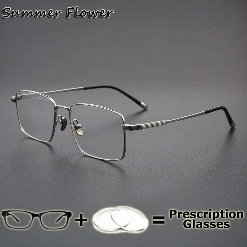 

147 mm Width Frame Myopic Prescription Glasses Pure Titanium Optics Spectacle Transition Photochromic Multifocal Lens Glasses