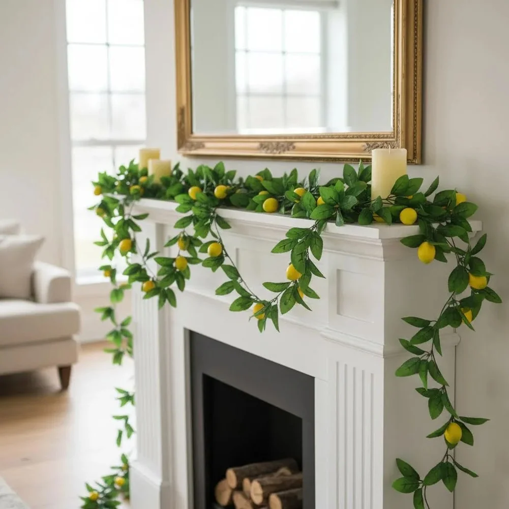 Artificial Simulation Lemon Vine Green Plant, Fake Foliage Hanging Garland, Decorative Cover For Air‑Conditioning Pipe, Indoor