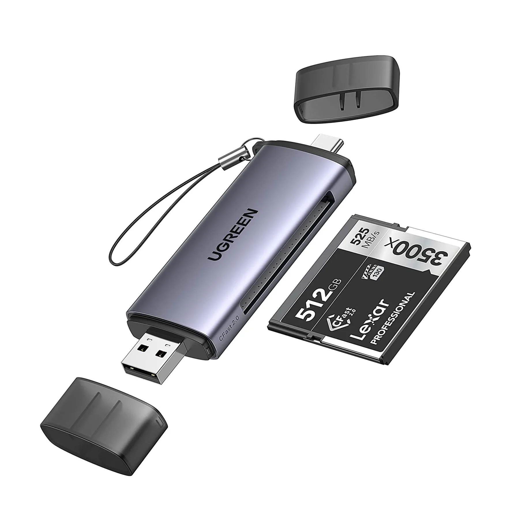 UGREEN Lettore di schede CFast USB 3.0 Lettore di schede di memoria da USB C a CFast 2.0 per computer PC MacBook Air Pro