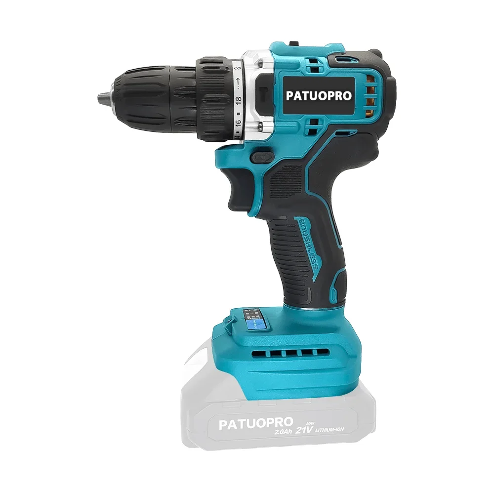 10mm Brushless Electric Drill Cordless Drill Driver 2-Speed 18 Torque Handheld Power Tools For Makita 18V Battery(No Battery)