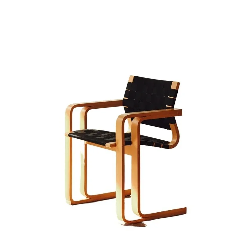 

Woven dining chair wabi sabi wind medieval solid wood retro armrest desk office chair