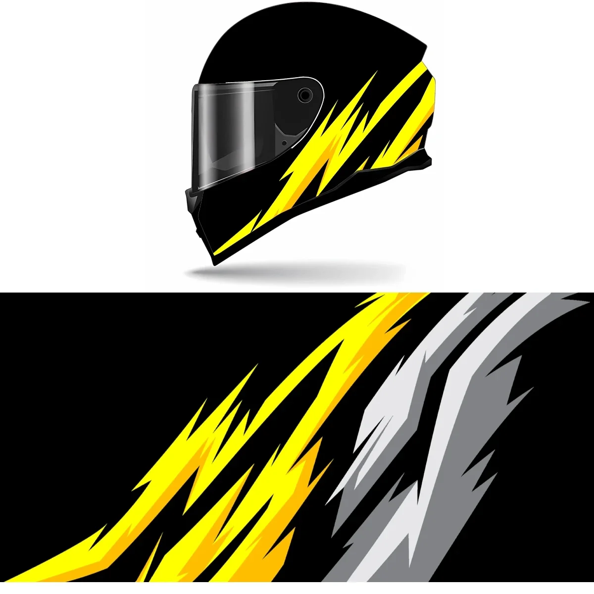 Abstract Yellow and White Full Helmet Wrap Sticker Motorcycle Helmet Racing Graphic Decal Vinyl Wrap Helmet Decor Sticker