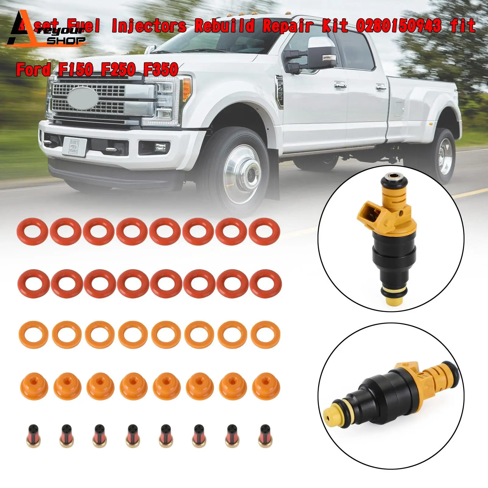 Areyourshop 8 set Fuel Injectors Rebuild Repair Kit 0280150943 fit Ford F150 F250 F350