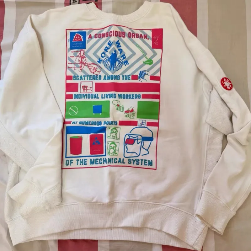 

Хлопковые свитшоты CAVEMPT с красочным узором «Паровые волны», круглый вырез, длинный рукав, пуловеры для мужчин и женщин, уличный стиль, топы, комплект одежды