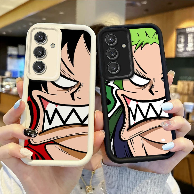 O-One Pieces Luffy Anime Phone Case For Samsung Galaxy S25 S24 S23 S21 Ultra Plus S24 S23 S21 S20 FE A73 A55 Soft Silicone Cover