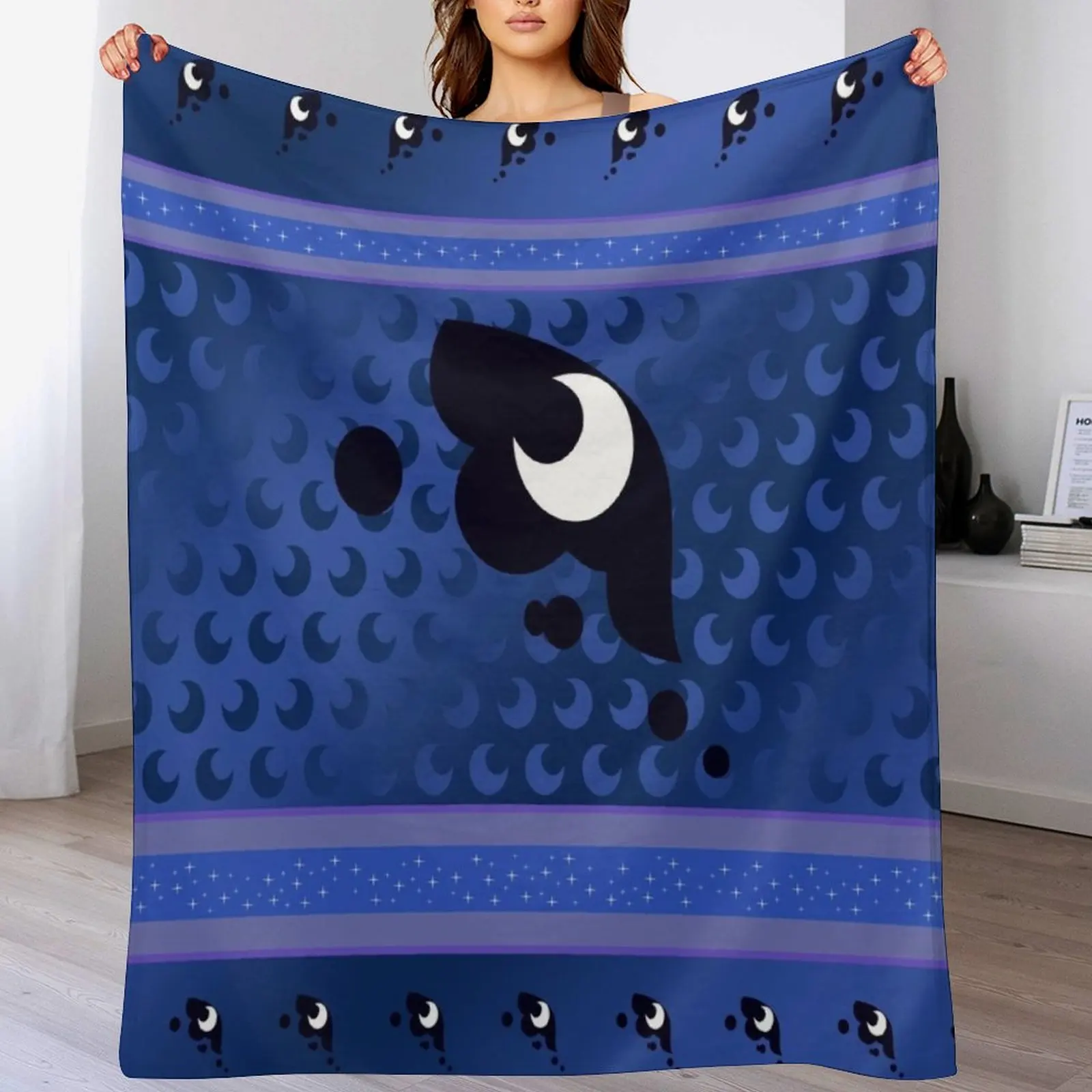 Princess Luna Night Dark Clouds Half Moon MLP Cutie Mark Sign Special v2 Throw Blanket Thins Retros Blankets