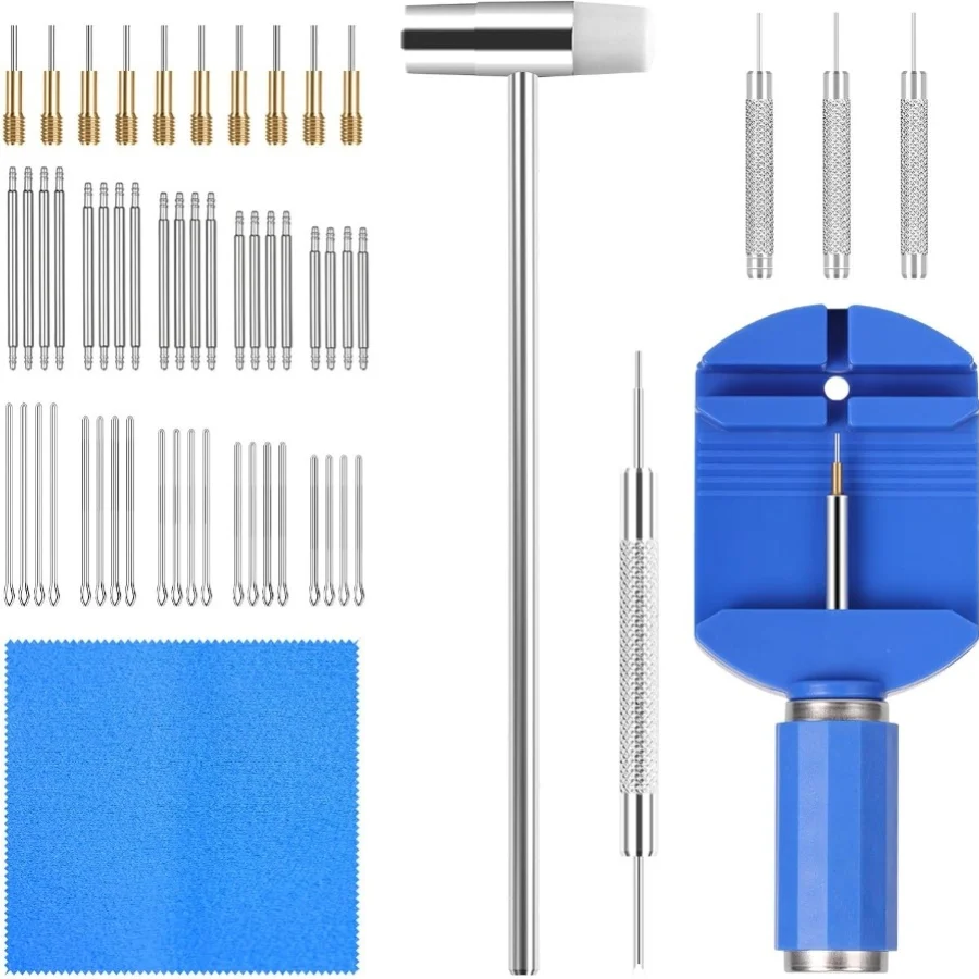 Watch Link Removal Kit, Watch Band Adjustment Strap Pin Removal Tool Kit, Watch Chain Sizing  Tool , Spring Bar Tool, Hammer